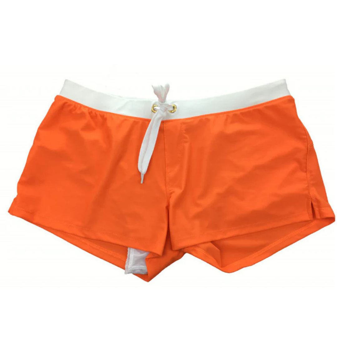 Men's Swim Shorts with Adjustable Waist and Side Slits