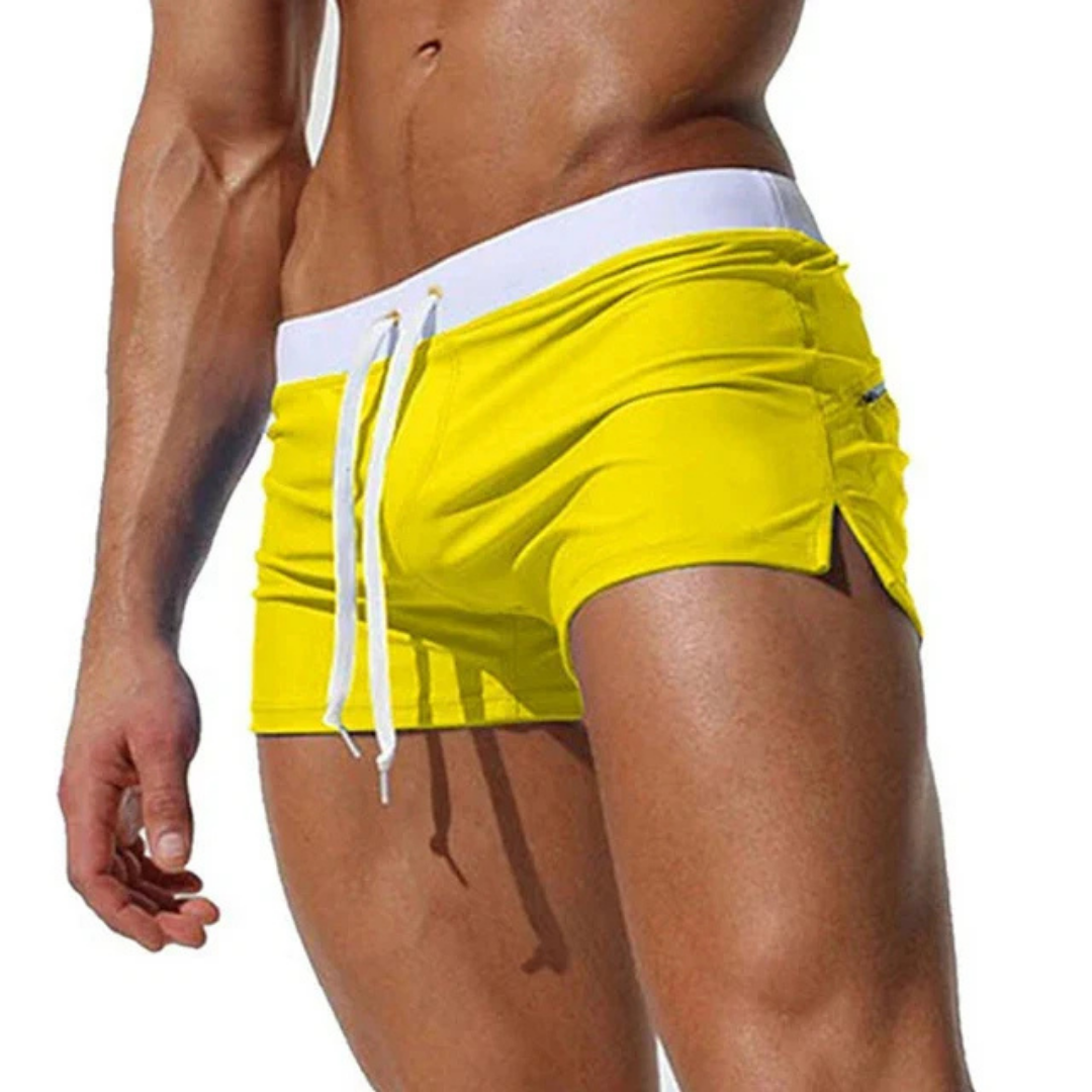 Men's Swim Shorts with Adjustable Waist and Side Slits