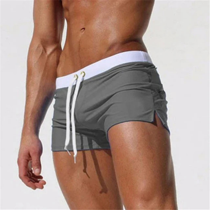 Men's Swim Shorts with Adjustable Waist and Side Slits
