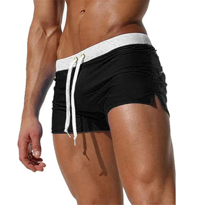 Men's Swim Shorts with Adjustable Waist and Side Slits