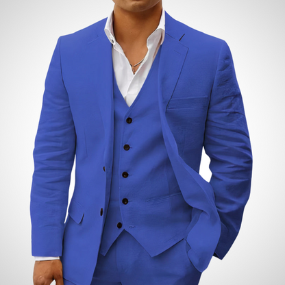 Men's Elegant 3-Piece Suit Set with Single-Breasted Blazer and Stylish Buttoned Vest for Formal Occasions
