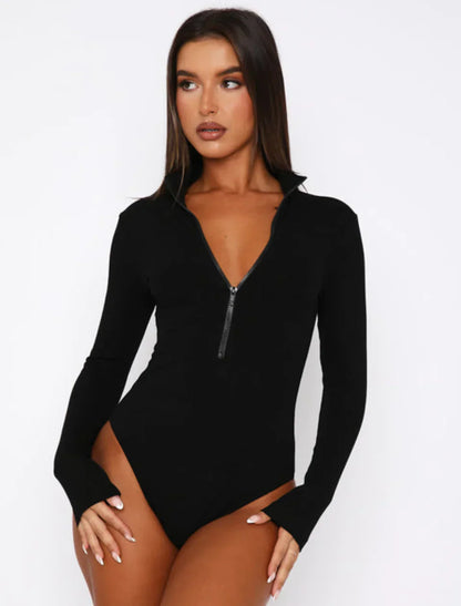 Keily | Bodysuit with Zip V-neck