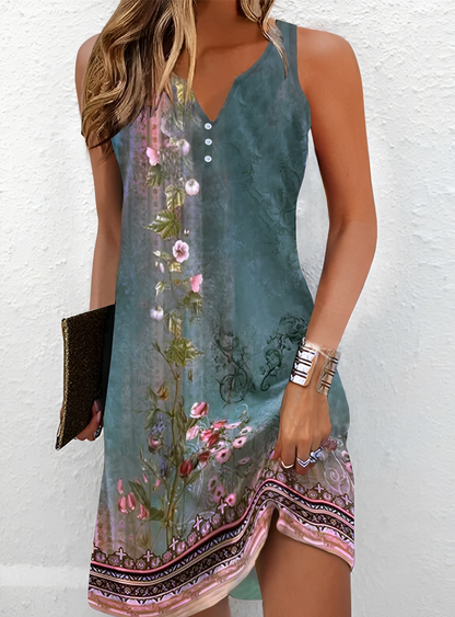Henie - Sleeveless Mini Dress with Floral Pattern for Women
