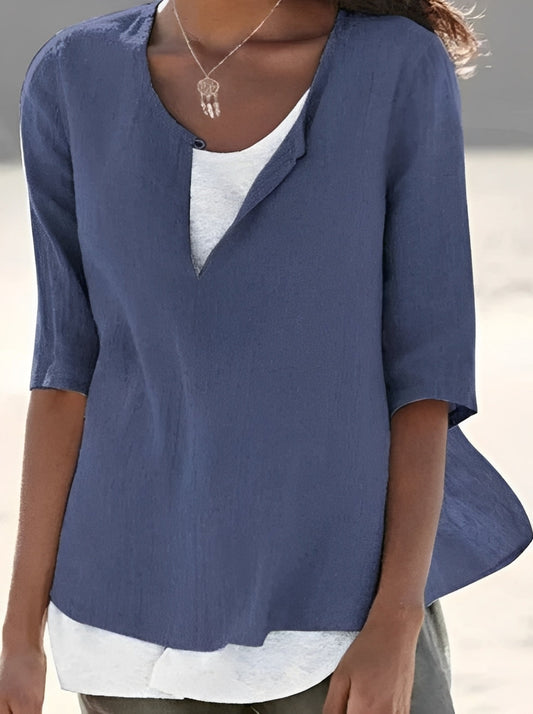 Shania - Elegant Layered Effect Blouse for Women