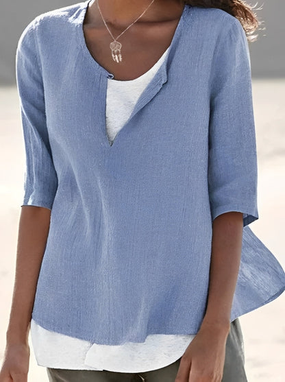 Shania - Elegant Layered Effect Blouse for Women