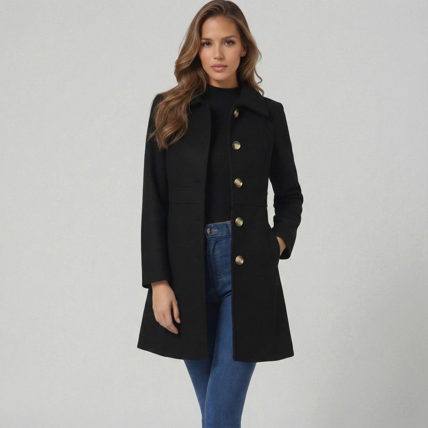 Women's Button Placket Coat - Stylish Outerwear for Every Season