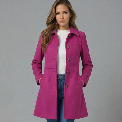 Women's Button Placket Coat - Stylish Outerwear for Every Season