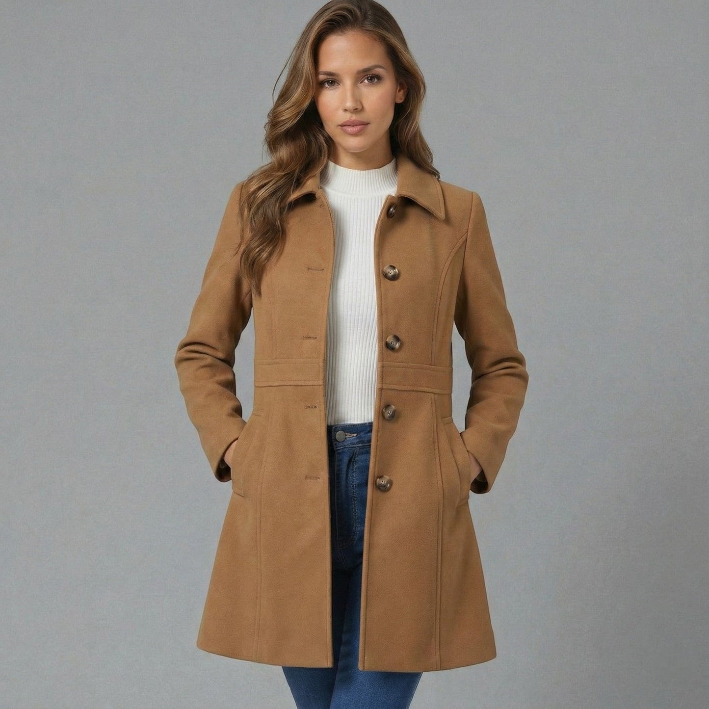 Women's Button Placket Coat - Stylish Outerwear for Every Season