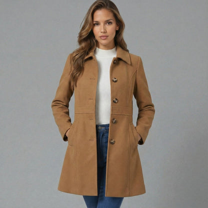 Women's Button Placket Coat - Stylish Outerwear for Every Season