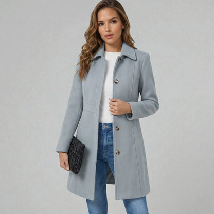 Women's Button Placket Coat - Stylish Outerwear for Every Season