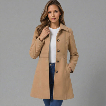 Women's Button Placket Coat - Stylish Outerwear for Every Season