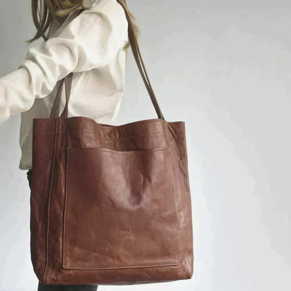 Davida | Leather Bag with External Pocket