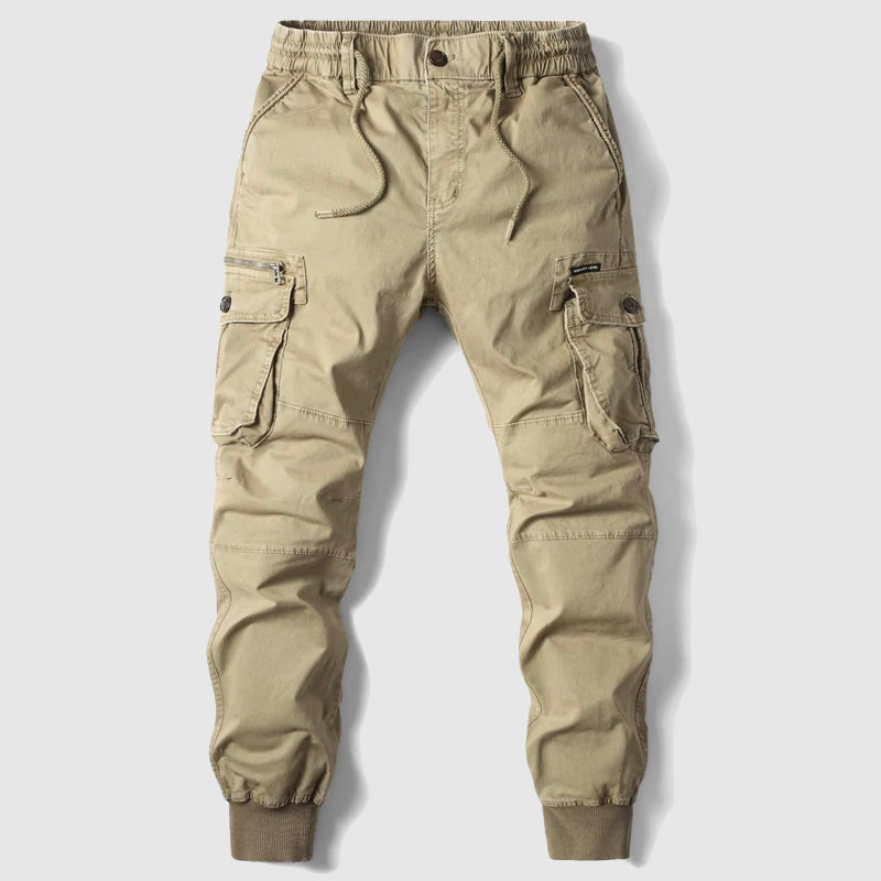Men's Multi-Pocket Cargo Pants with Elastic Cuffs for Versatile Outdoor Wear