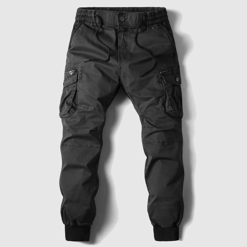 Men's Multi-Pocket Cargo Pants with Elastic Cuffs for Versatile Outdoor Wear