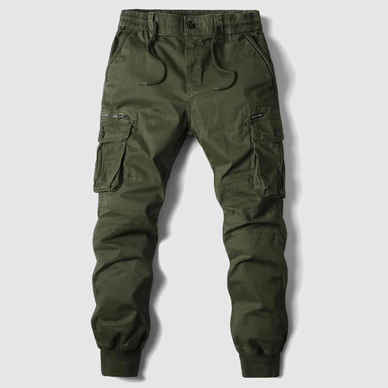 Men's Multi-Pocket Cargo Pants with Elastic Cuffs for Versatile Outdoor Wear
