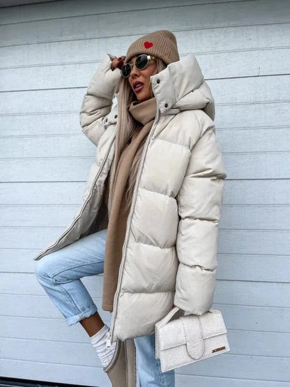 Women's Quilted Oversized High Collar Puffer Jacket for Winter Warmth