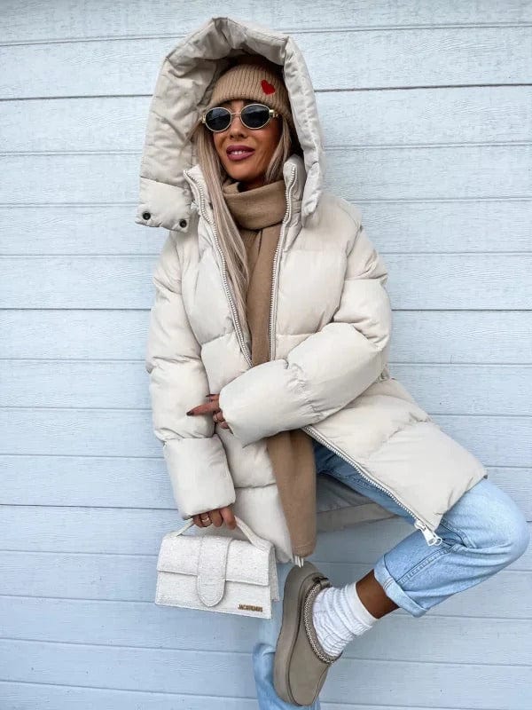 Women's Quilted Oversized High Collar Puffer Jacket for Winter Warmth
