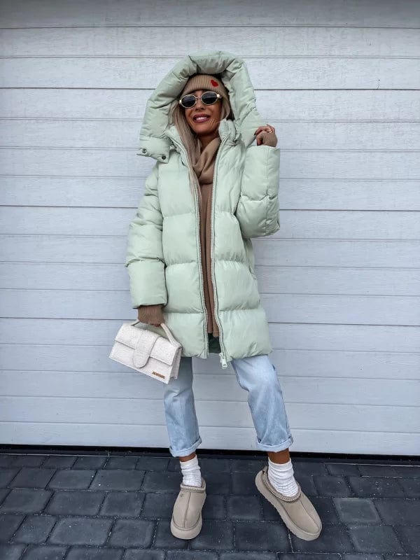 Women's Quilted Oversized High Collar Puffer Jacket for Winter Warmth