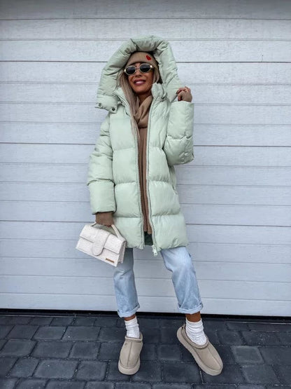 Women's Quilted Oversized High Collar Puffer Jacket for Winter Warmth