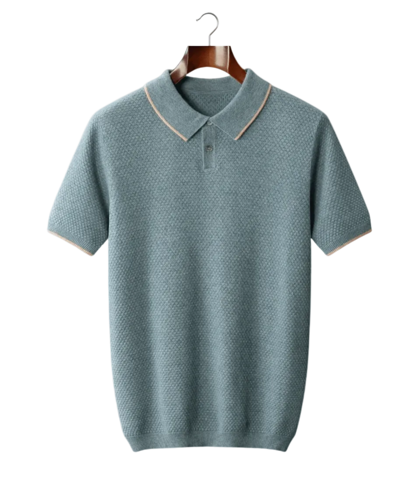 Men's Premium Two-Tone Cashmere Polo Shirt - Elegant and Comfortable