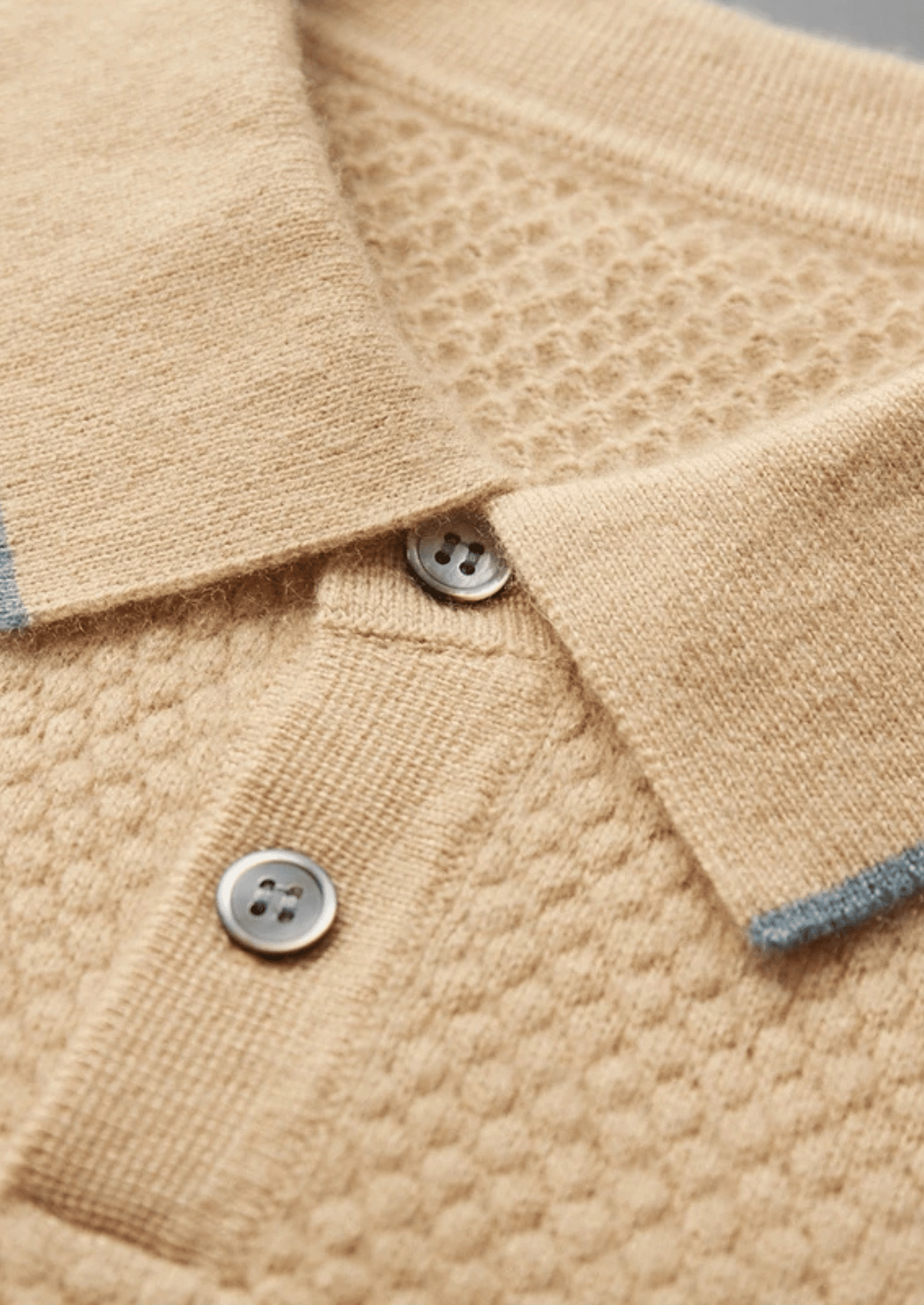 Men's Premium Two-Tone Cashmere Polo Shirt - Elegant and Comfortable