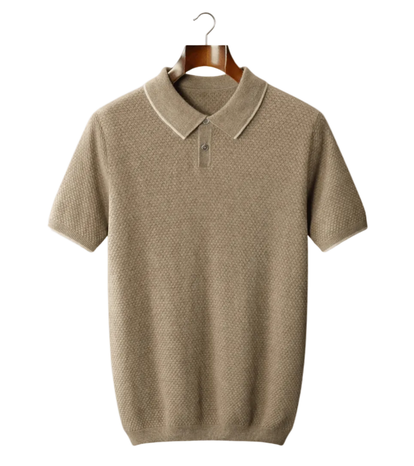 Men's Premium Two-Tone Cashmere Polo Shirt - Elegant and Comfortable