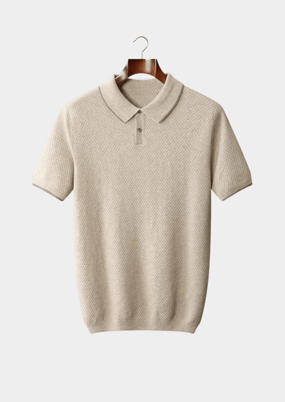 Men's Premium Two-Tone Cashmere Polo Shirt - Elegant and Comfortable
