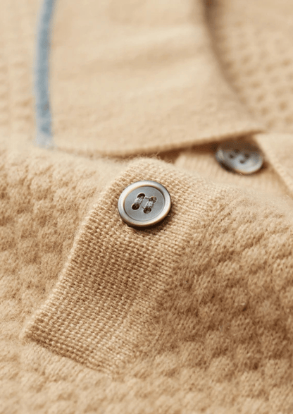 Men's Premium Two-Tone Cashmere Polo Shirt - Elegant and Comfortable