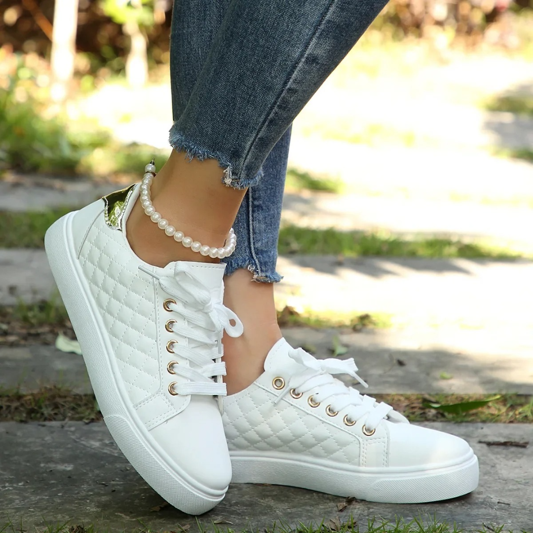 Quilted Pattern Women's Platform Trainers - Stylish and Comfortable Footwear