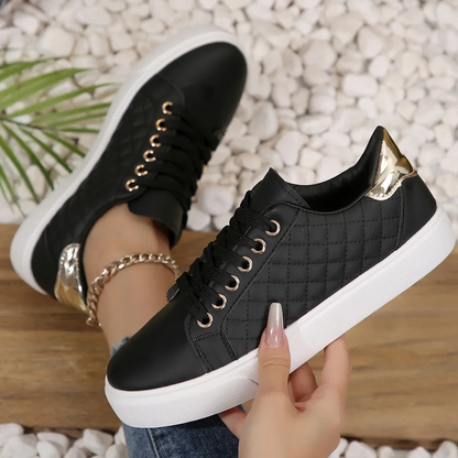Quilted Pattern Women's Platform Trainers - Stylish and Comfortable Footwear