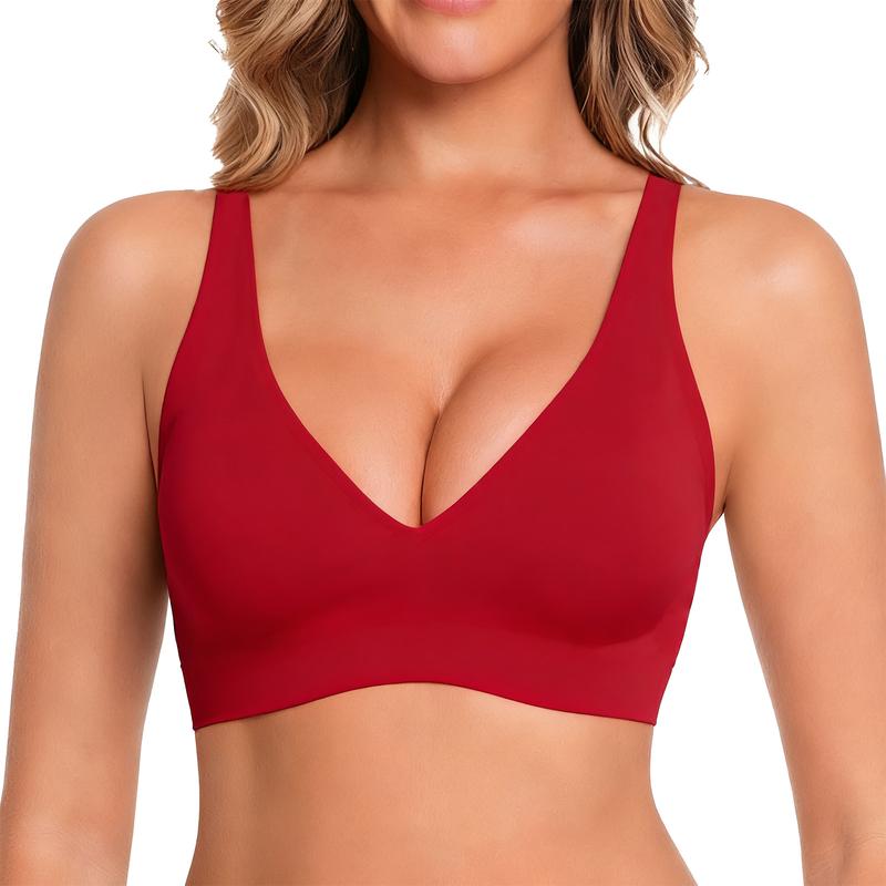Seamless Deep V Push-Up Bra - Wireless Comfort and Support