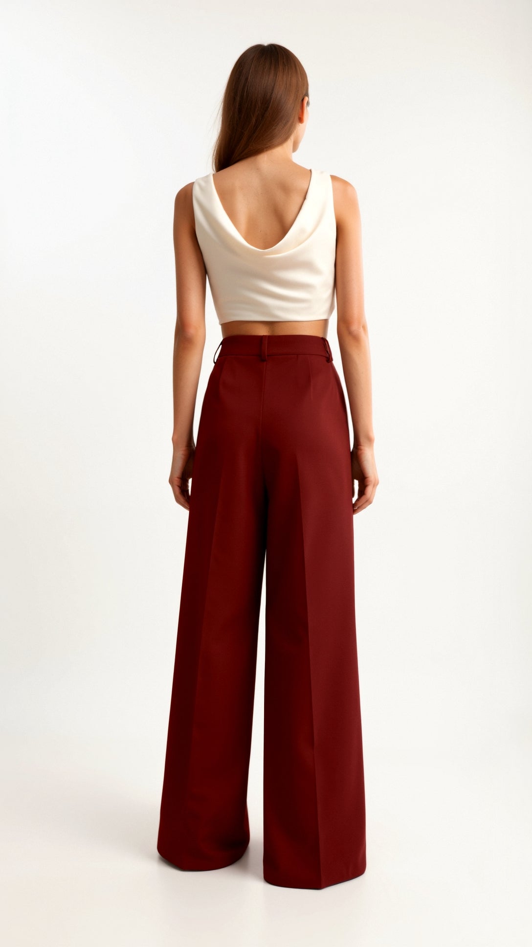 High Waist Wide-Leg Trousers for Women - Pleated Design with Side Pockets
