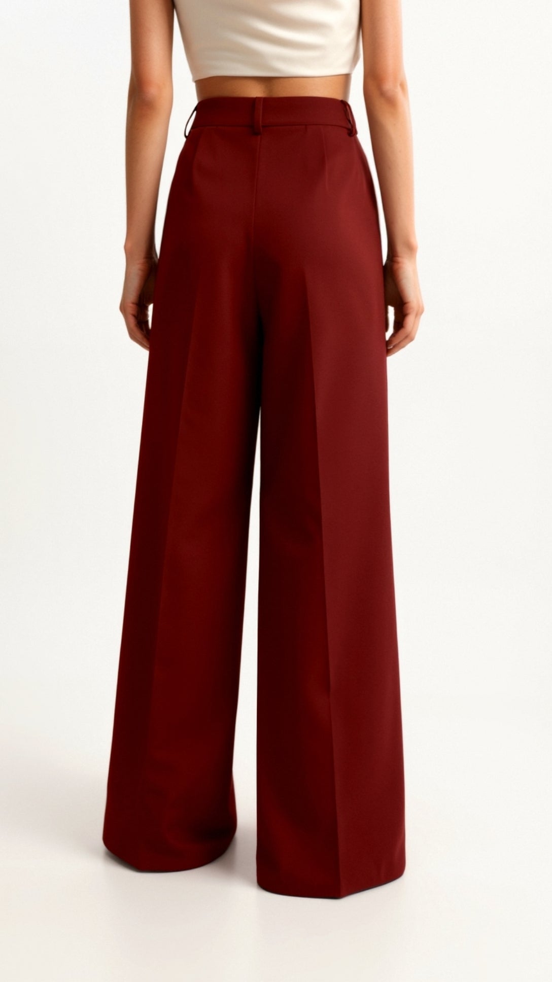 High Waist Wide-Leg Trousers for Women - Pleated Design with Side Pockets
