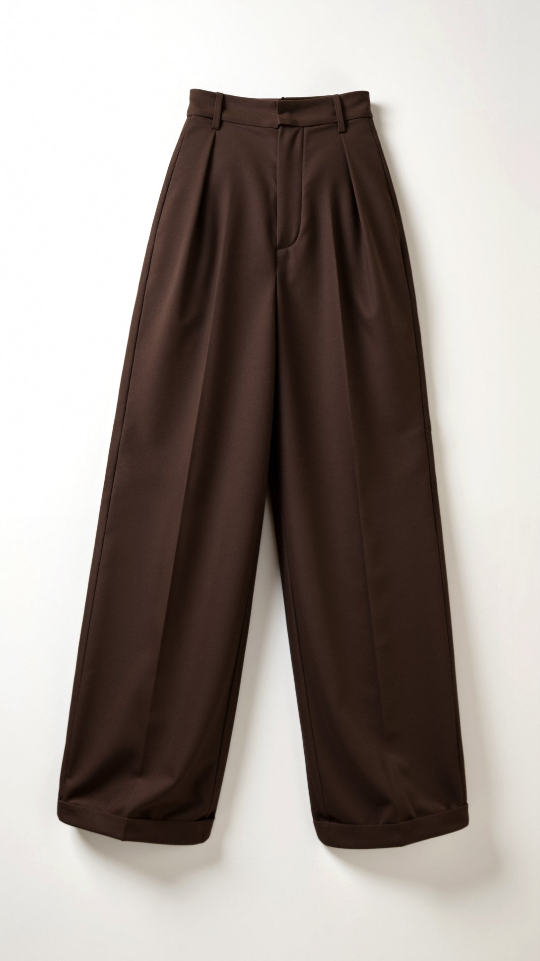 High Waist Wide-Leg Trousers for Women - Pleated Design with Side Pockets