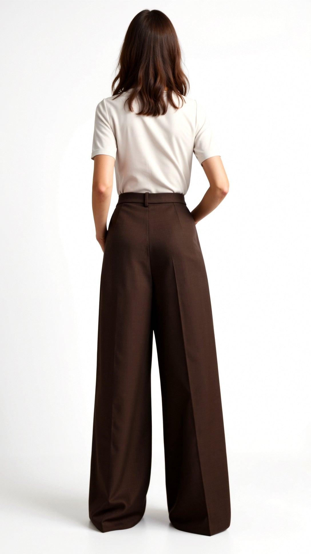 High Waist Wide-Leg Trousers for Women - Pleated Design with Side Pockets