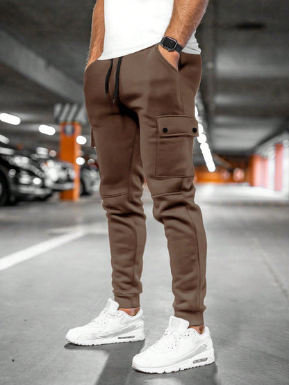 Men's Cargo Pants with Drawstring Waist and Cuffed Ankles for Comfort and Style