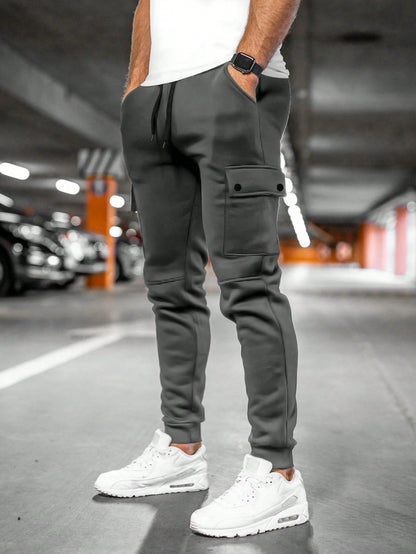 Men's Cargo Pants with Drawstring Waist and Cuffed Ankles for Comfort and Style