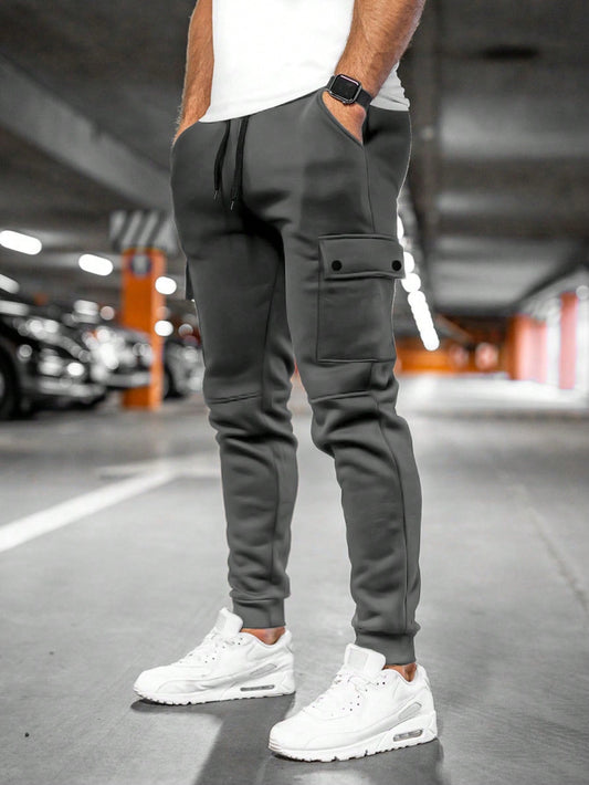 Men's Cargo Pants with Drawstring Waist and Cuffed Ankles for Comfort and Style