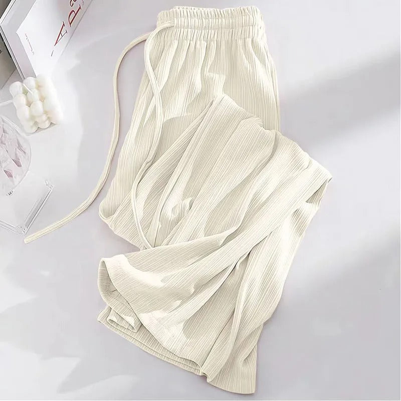 Narcissa - Wide High-Waisted Ice Silk Trousers