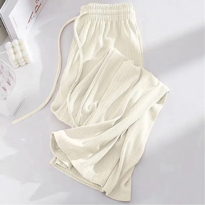 Narcissa - Wide High-Waisted Ice Silk Trousers