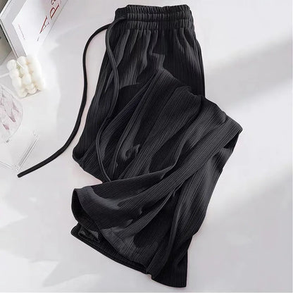 Narcissa - Wide High-Waisted Ice Silk Trousers