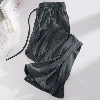 Narcissa - Wide High-Waisted Ice Silk Trousers