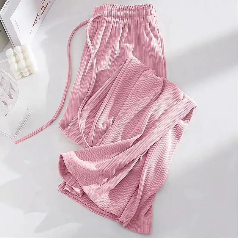 Narcissa - Wide High-Waisted Ice Silk Trousers