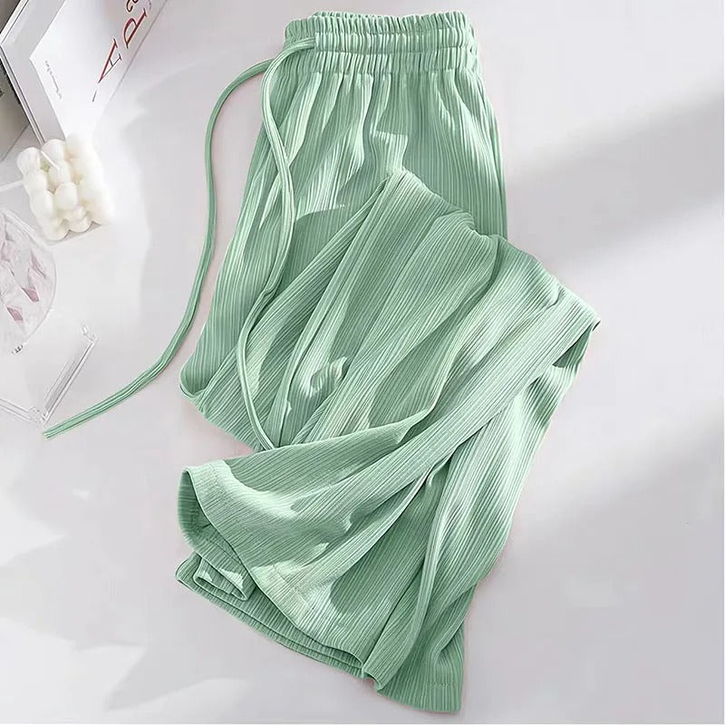 Narcissa - Wide High-Waisted Ice Silk Trousers