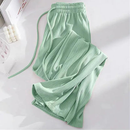 Narcissa - Wide High-Waisted Ice Silk Trousers