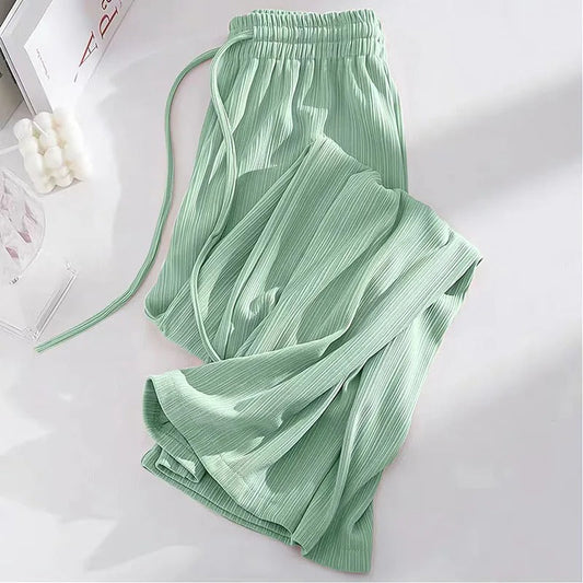 Narcissa - Wide High-Waisted Ice Silk Trousers