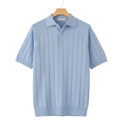 Men's Vertical Ribbed Raglan Polo Shirt - Stylish Casual Wear