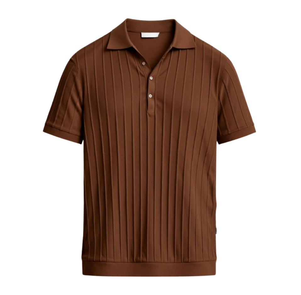 Men's Vertical Ribbed Raglan Polo Shirt - Stylish Casual Wear