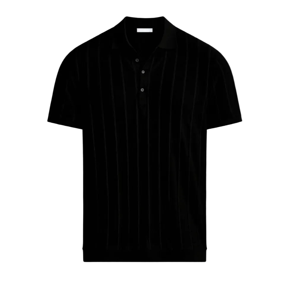 Men's Vertical Ribbed Raglan Polo Shirt - Stylish Casual Wear