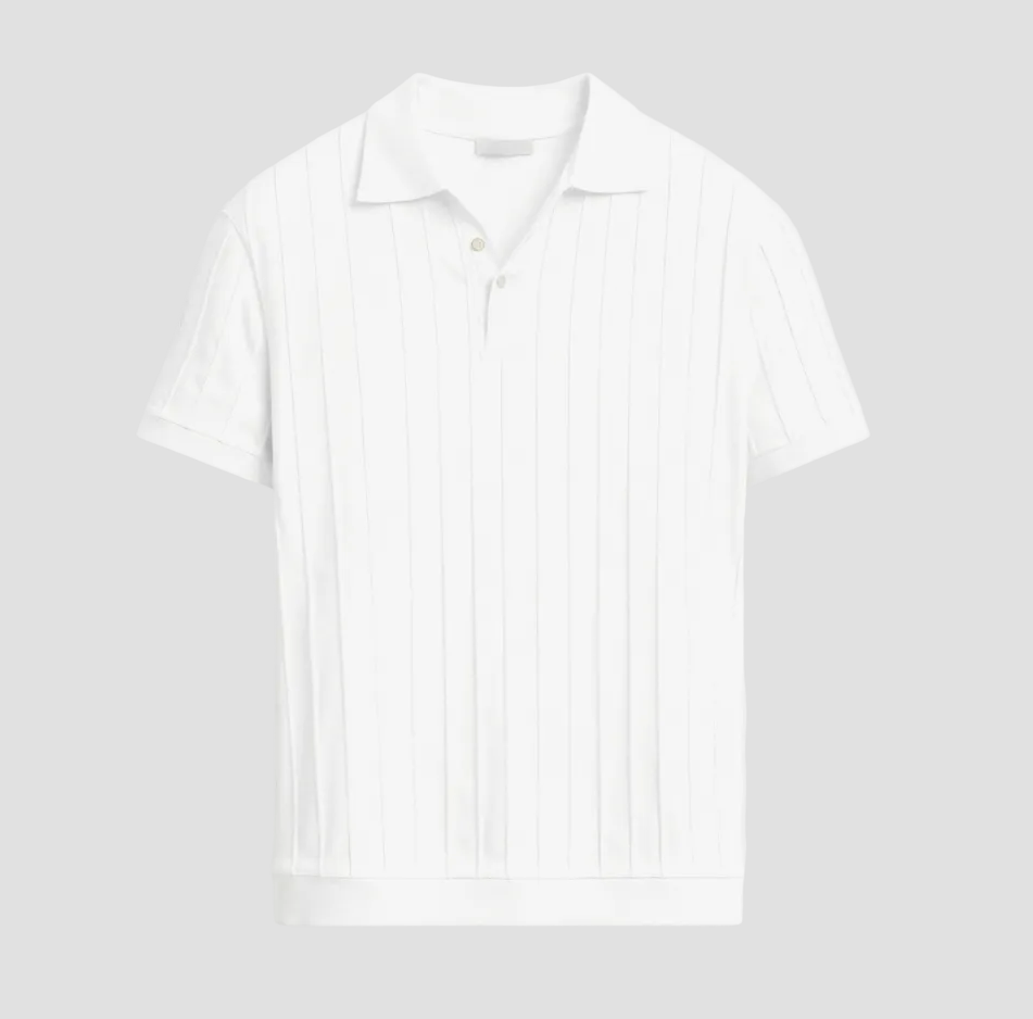Men's Vertical Ribbed Raglan Polo Shirt - Stylish Casual Wear